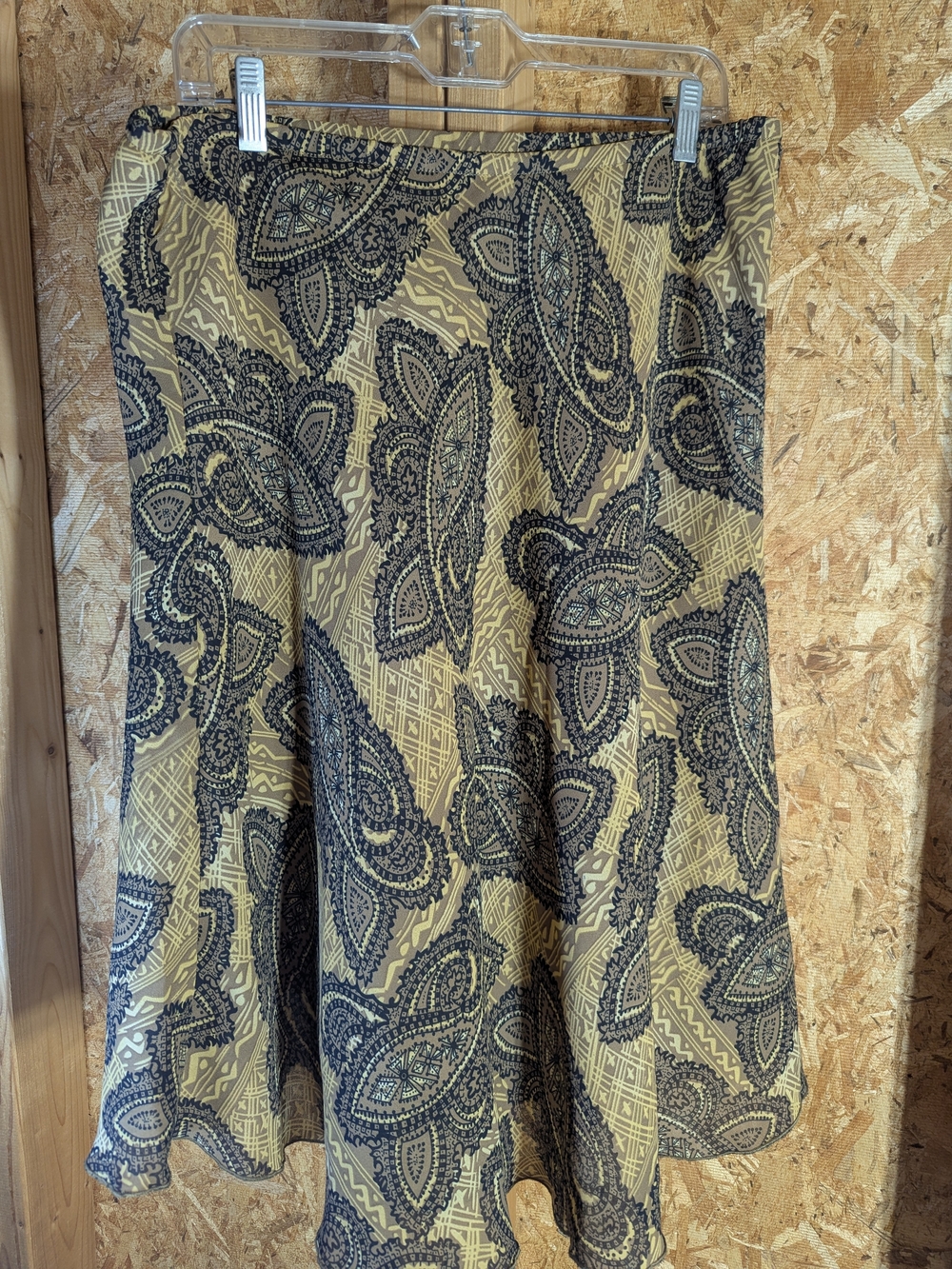 Women's Paisley A-Line Skirt - Black on Tan